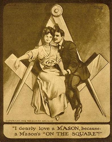 Freemason's Sweetheart, postcard image, c.1908 Keywords: Freemason history, Freemason boyfriend, Freemason Husband, Dating a Freemason, History Of Masons, 